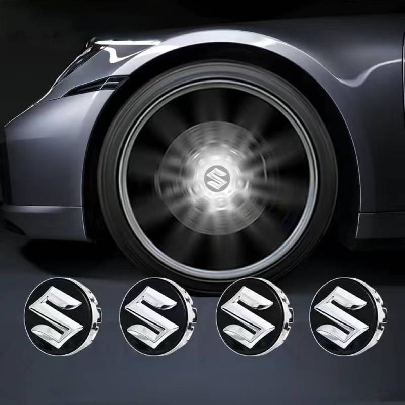 4 Stück Auto Radnabenkappen für Suzuki Samurai,Radnaben Zentralabdeckung Nabendeckel Felgenkappen Wheel Caps mit Auto Emblem Logo Auto Zubehör,White von DLGJZS