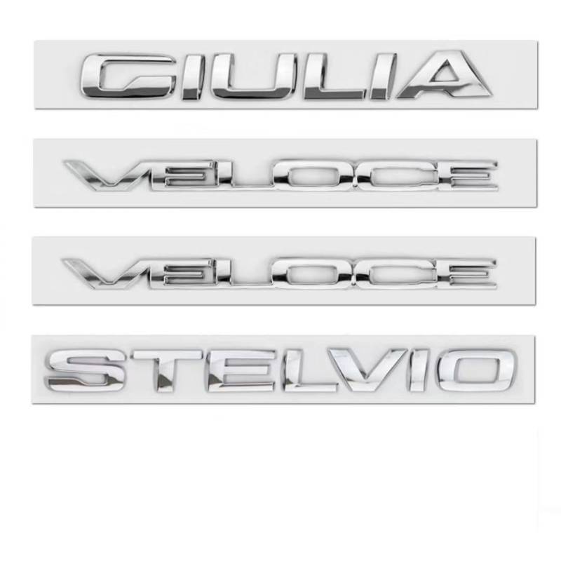 Auto Emblem für Alfa Romeo 4C Facelift 2017, Logo Emblem Logo Aufkleber Dekoration Aufkleber Autoteile Car Styling,Silver-Giulia von DLLHL