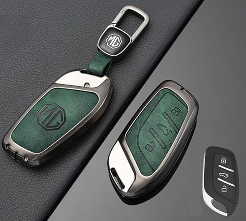 Autoschlüssel Hülle für MG HS 2018-2024,Zinklegierung mit Emblem Autoschlüssel Gehäuse Auto Schlüssel Cover Schutzhülle Fallsicher Personalisiert Autoschlüssel Tasche,A-Green von DLLHL