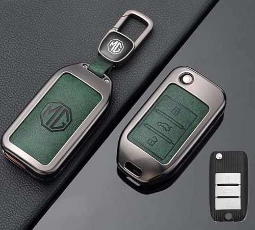 Autoschlüssel Hülle für MG HS 2018-2024,Zinklegierung mit Emblem Autoschlüssel Gehäuse Auto Schlüssel Cover Schutzhülle Fallsicher Personalisiert Autoschlüssel Tasche,B-Green von DLLHL