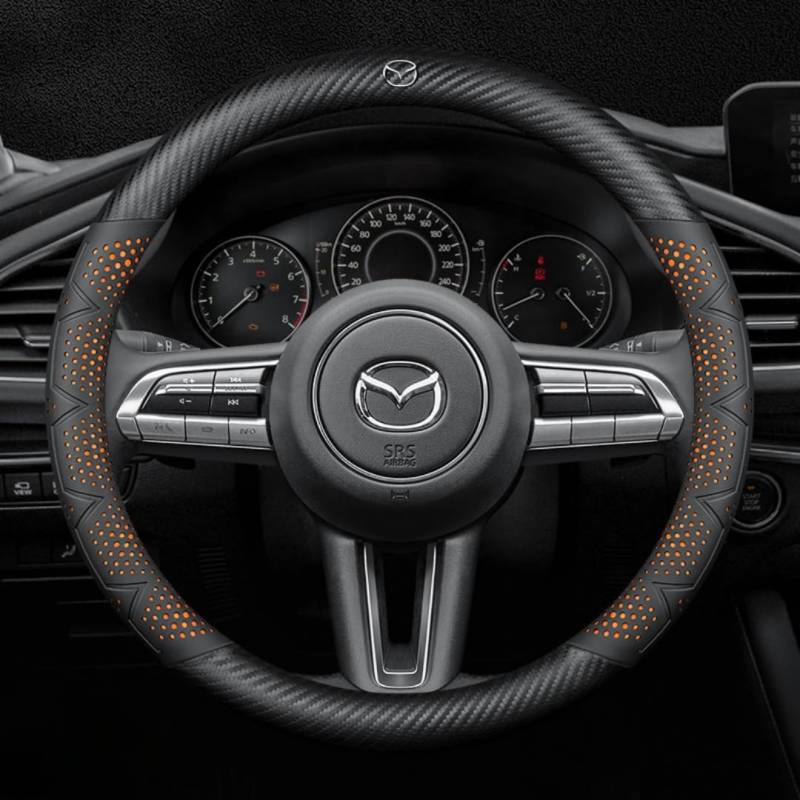 Lenkradbezug für Mazda 6 Sedan 2012-2015,Leder Napa Lenkradschoner Lenkradhülle Lenkradschutzes Angenehmer Griff Anti-Rutsch Robust Lenkrad Bezug Geschenke für Winter Sommer,Orange von DLLHL