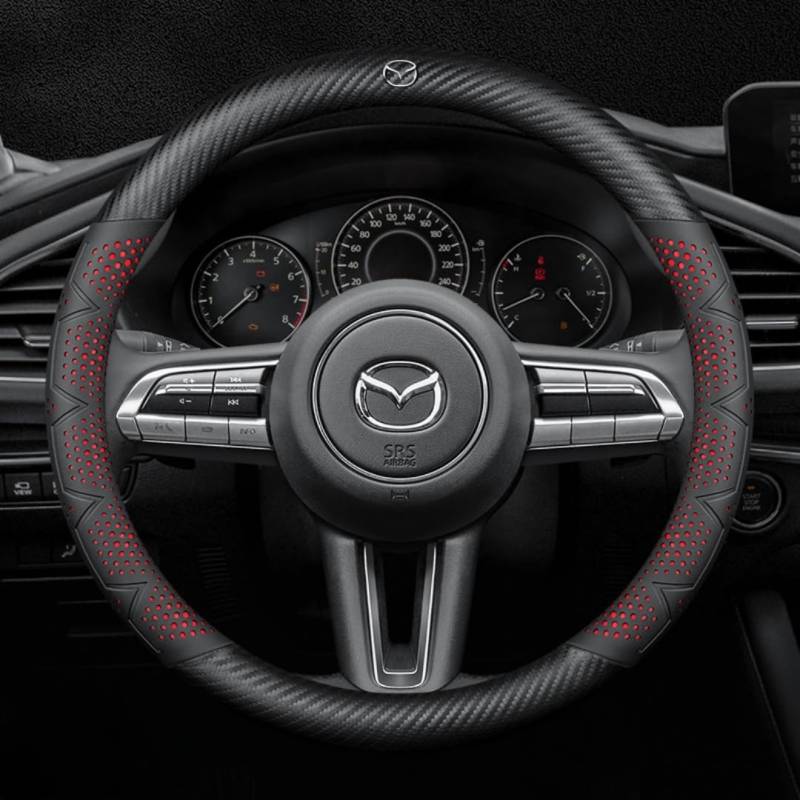 Lenkradbezug für Mazda MX-5 ND 2018-2023,Leder Napa Lenkradschoner Lenkradhülle Lenkradschutzes Angenehmer Griff Anti-Rutsch Robust Lenkrad Bezug Geschenke für Winter Sommer,Red von DLLHL