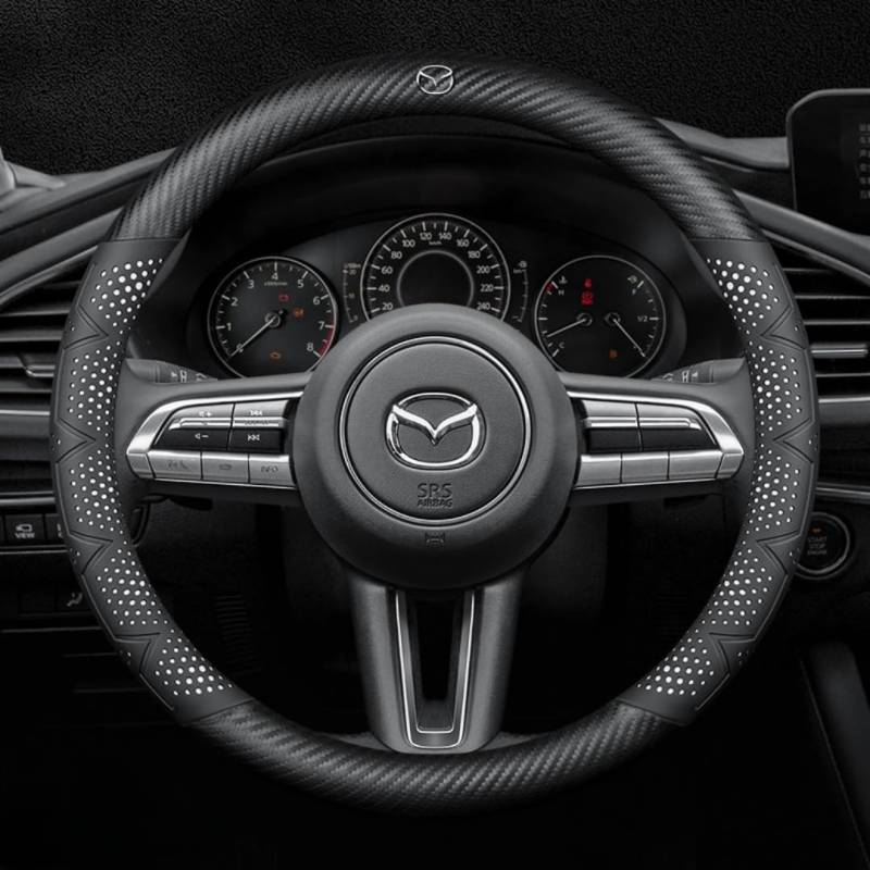 Lenkradbezug für Mazda MX-5 RF 2015-2024 2025,Leder Napa Lenkradschoner Lenkradhülle Lenkradschutzes Angenehmer Griff Anti-Rutsch Robust Lenkrad Bezug Geschenke für Winter Sommer,White von DLLHL