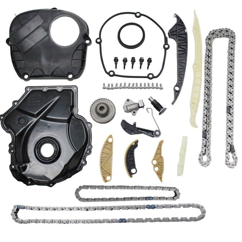 DLUKFOI Motor Steuerkettensatz mit Kettenspanner Steuergehäuse Steuerketten kompatibel mit Volkswagen Passat Golf Eos Reparatursatz 1.8T 2.0T von DLUKFOI