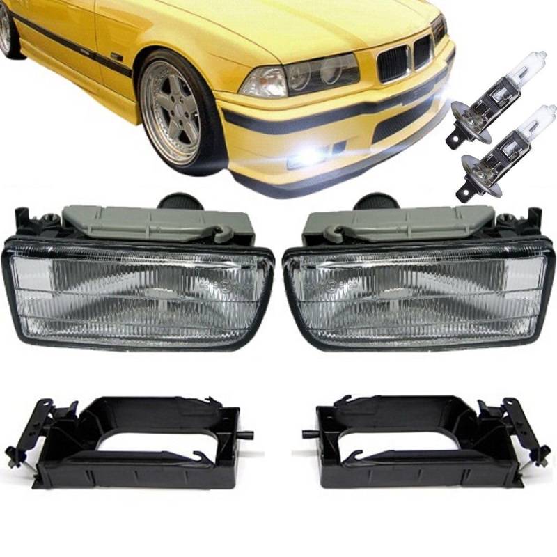 DM Autoteile 1177 Nebelscheinwerfer SET geriffelt OE kompatibel für BMW E36 alle Modelle 90-99+Birnen von DM Autoteile