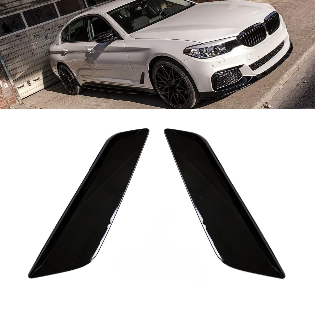 DM Autoteile 14112 Kotflügeleinsätze Ziergitter SET Blenden Schwarz kompatibel für BMW G30 G31 auch M-Paket ab 2017 von DM Autoteile