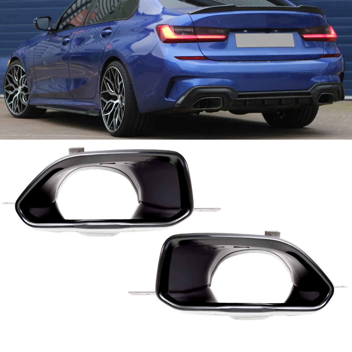 DM Autoteile 14167 Sport-Performance Satz Auspuffblenden Schwarz kompatibel für BMW 3er G20 G21 M-Paket 340i ab 2019 von DM Autoteile