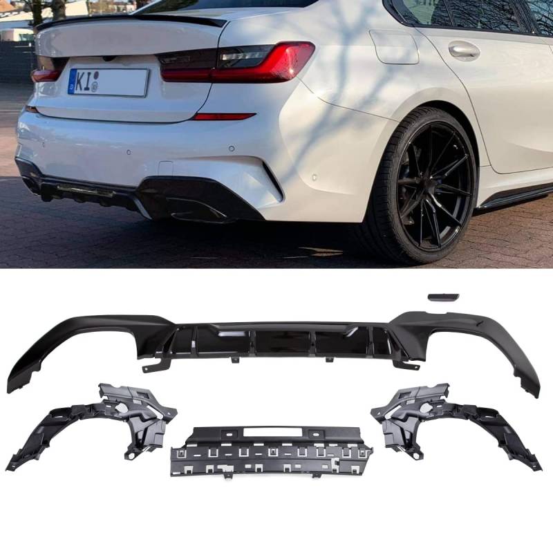 DM Autoteile 14170 Sport-Performance Competition Heckdiffusor 340i Schwarz Glanz kompatibel für BMW 3er G20 G21 M-Paket ab 2019 + ABE von DM Autoteile