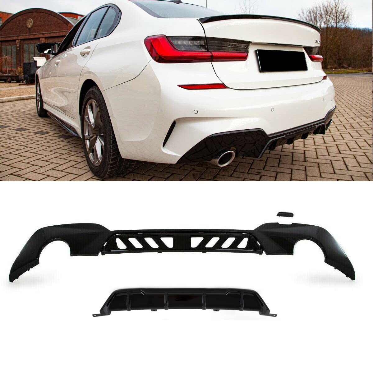 DM Autoteile 14180 Sport-Performance Heckdiffusor schwarz Glanz kompatibel für BMW 3er G20 G21 M-Paket ab 2019 von DM Autoteile