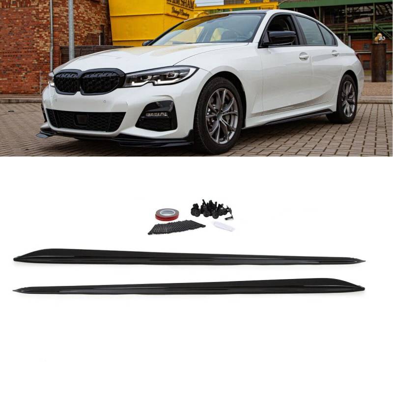 DM Autoteile 14196 Sport-Performance Seitenschwelleransätze Schwarz Glanz kompatibel für BMW 3er G20 G21 M-Paket + ABE von DM Autoteile