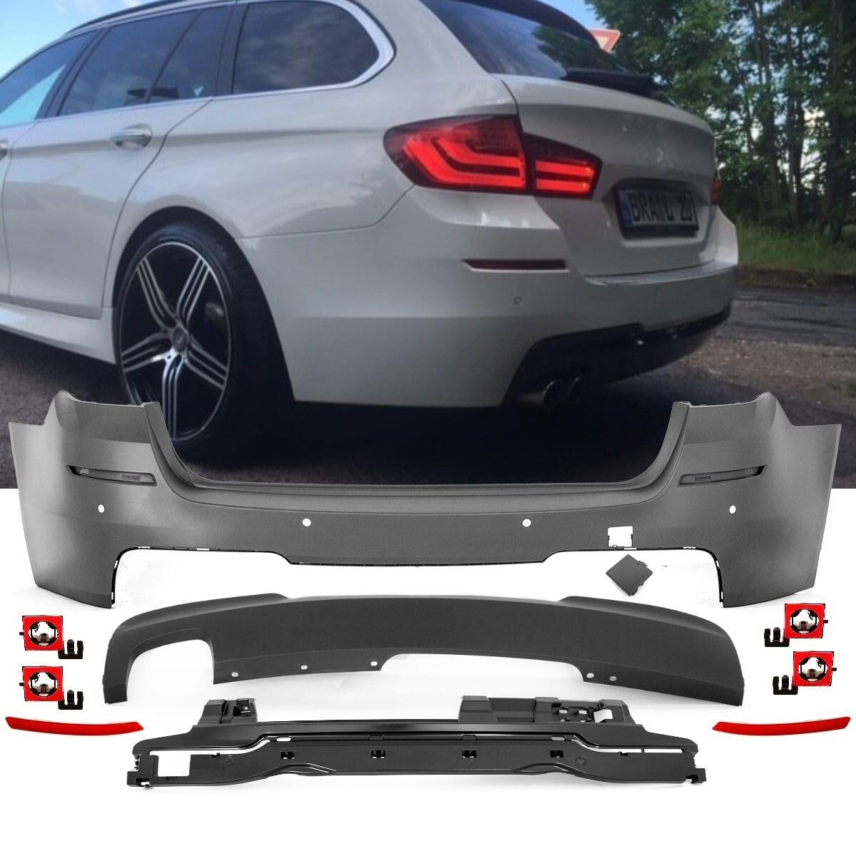 DM Autoteile 1453 Sport Heck Stoßstange Hinten +PDC kompatibel für BMW 5er F11 Touring Kombi Serie/M-Paket +ABE von DM Autoteile