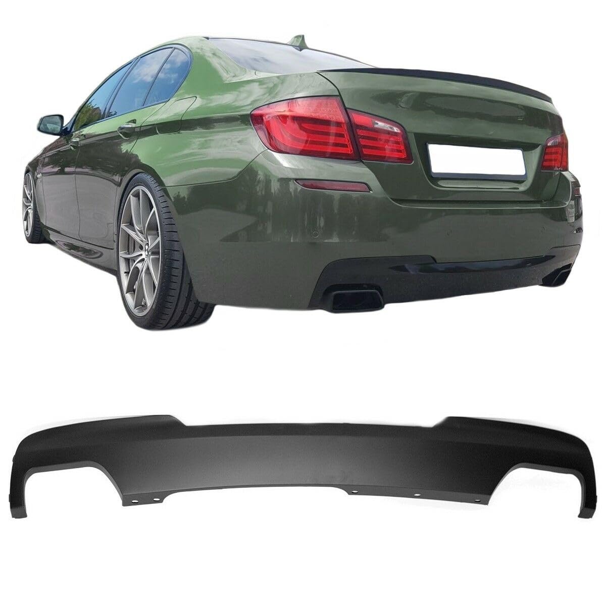 DM Autoteile 1473 Diffusor Heckdiffusor Schwarz 4 Rohr/Oval kompatibel für BMW F10 F11 M-Paket M550 von DM Autoteile