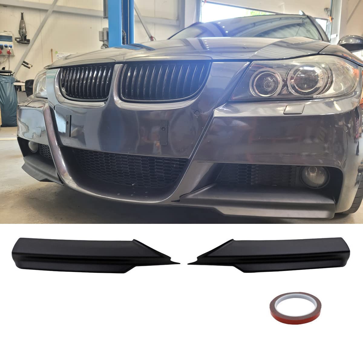 DM Autoteile 15000 Vorfacelift Satz Flaps Spoiler Splitter Lippe schwarz Matt kompatibel für BMW 3er E90 E91 Bj 05-08 mit M-Paket von DM Autoteile