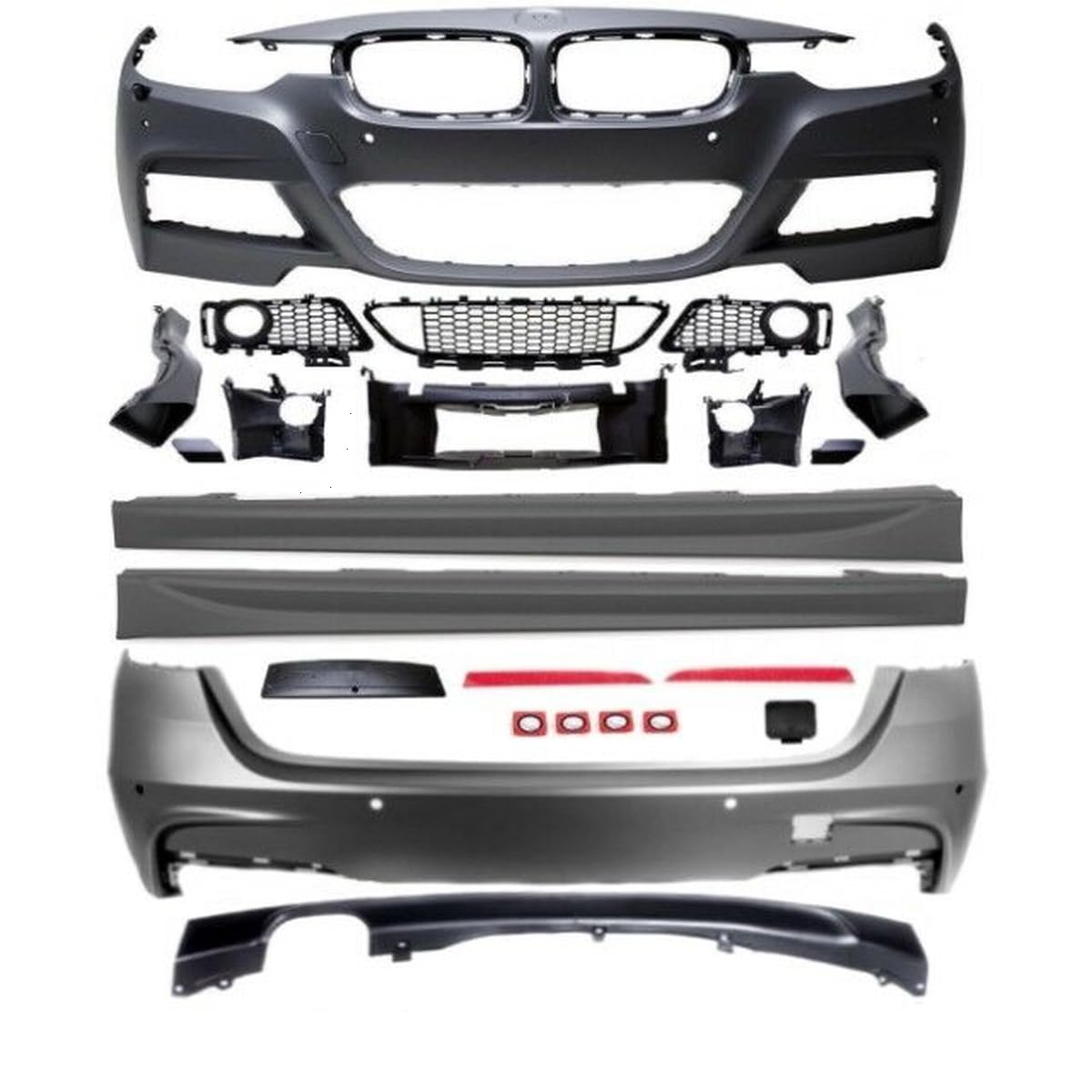 DM Autoteile 1548 Sport Bodykit Komplett Vorne Seite Hinten kompatibel für BMW 3er F31 Touring Serie & M-Paket von DM Autoteile