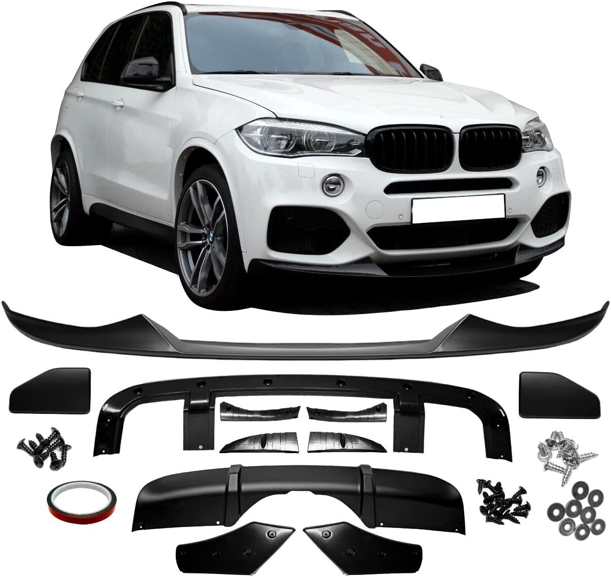 DM Autoteile 1725 Sport-Performance Set Aero Spoiler Kit Schwarz Matt kompatibel für BMW X5 F15 M-Paket von DM Autoteile