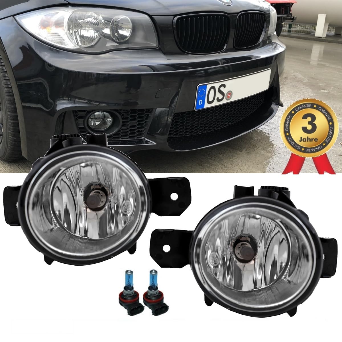 DM Autoteile 1912 SET 2x Nebelscheinwerfer Klarglas Chrom +H11 kompatibel für BMW 1er E81 E82 E87 E88 X1 E84 X5 E70 von DM Autoteile