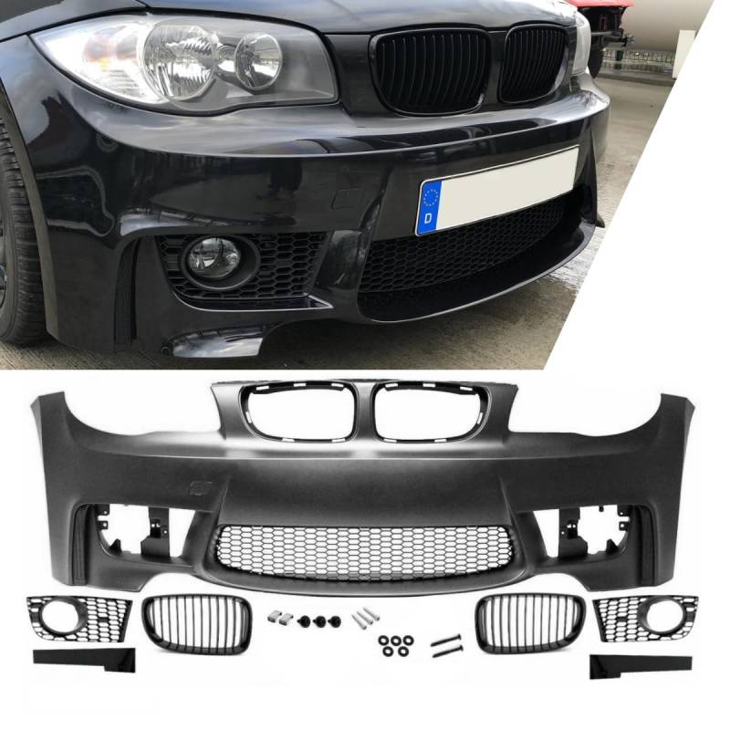 DM Autoteile 1906 Front Stoßstange + Grill Schwarz kompatibel für BMW 1er E81 E82 E87 E88 nicht M +ABE von DM Autoteile