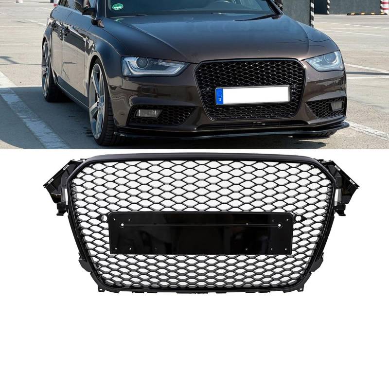 DM Autoteile 2-4130 Kühlergrill Wabengrill komplett Schwarz glänzend mit PDC passend Audi A4 B8 Facelift 11-15 nicht RS4 von DM Autoteile