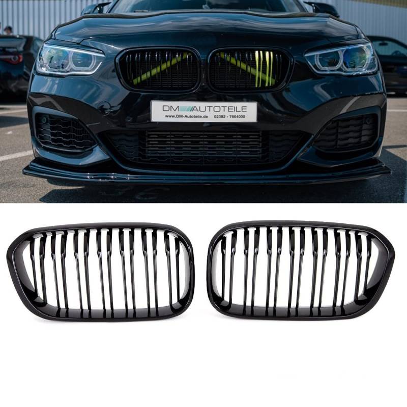 Doppelsteg Kühlergrill kompatibel für BMW 1er F20 F20 LCI 135 140 M schwarz glanz von DM Autoteile