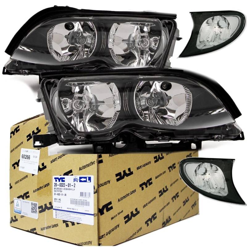 DM Autoteile 30401 2x H7/H7 Scheinwerfer +Blinker Weiß 01-05 Facelift Optik kompatibel für E46 von DM Autoteile