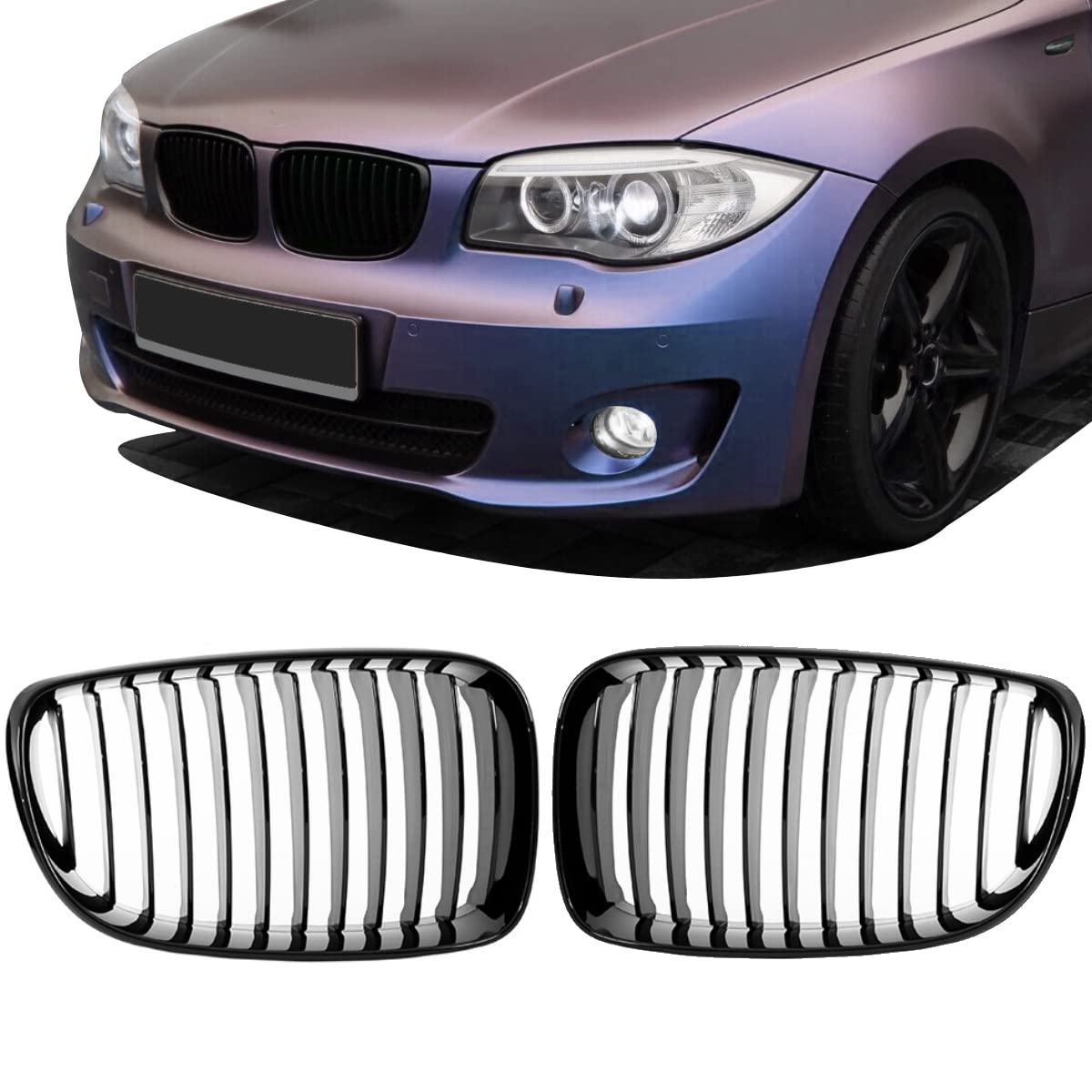 2x Kühlergrill Performance Schwarz Glanz SATZ kompatibel für BMW 1er E87/E82/E88 Bj 07-11 DM Autoteile von DM Autoteile