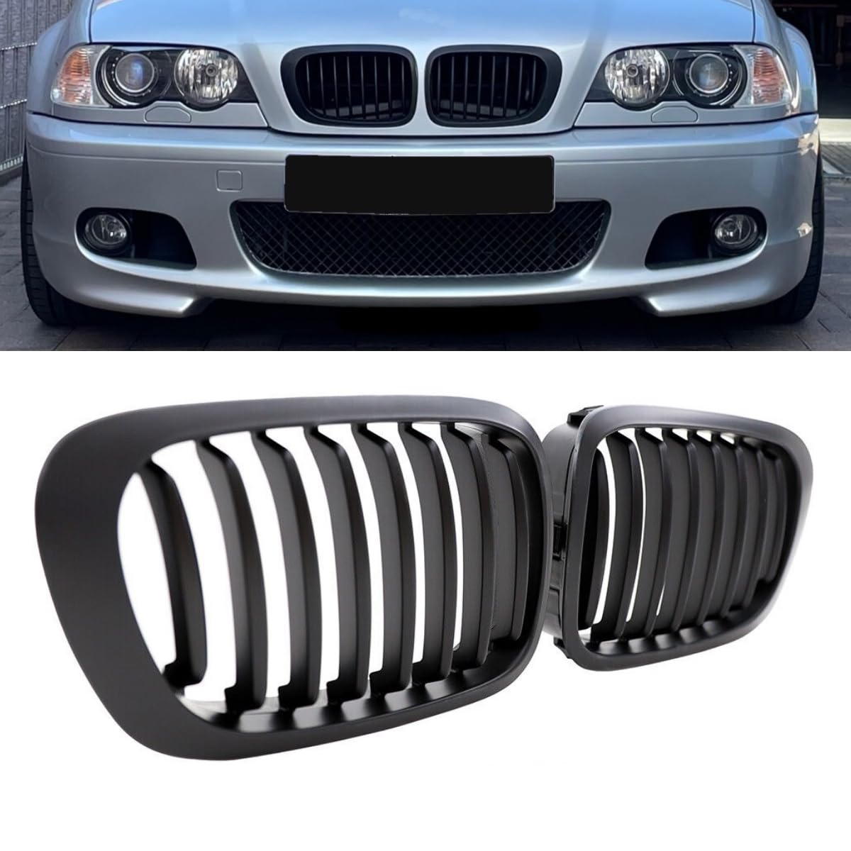 DM Autoteile 2x Kühlergrill Schwarz Matt SET passt für 3er E46 Coupe Cabrio 99-03 SPORT von DM Autoteile