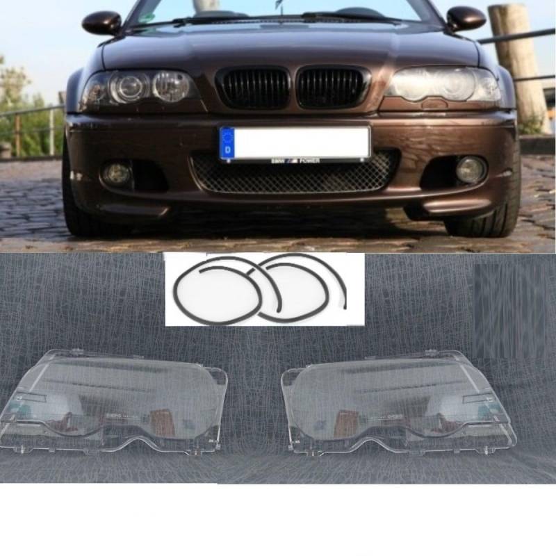 DM Autoteile 12017 2x Scheinwerferglas Scheinwerfer Glas kompatibel für BMW 3er E46 2/3 Türer +DICHTUNG von DM Autoteile