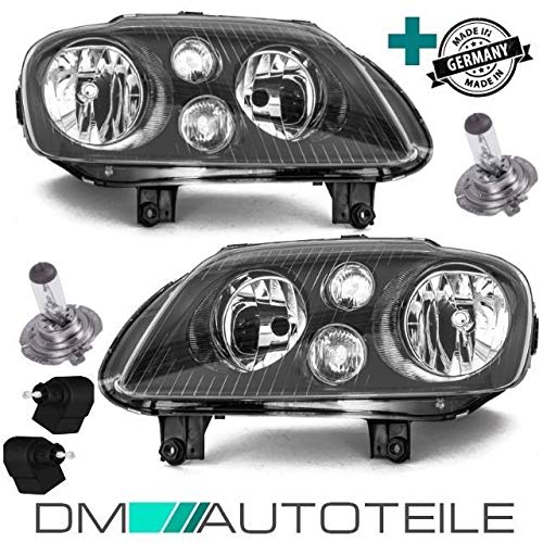 DM Autoteile 30156 Scheinwerfer RECHTS & LINKS Schwarz + H7 kompatibel für VW Caddy 04-10 Touran 03-06 von DM Autoteile