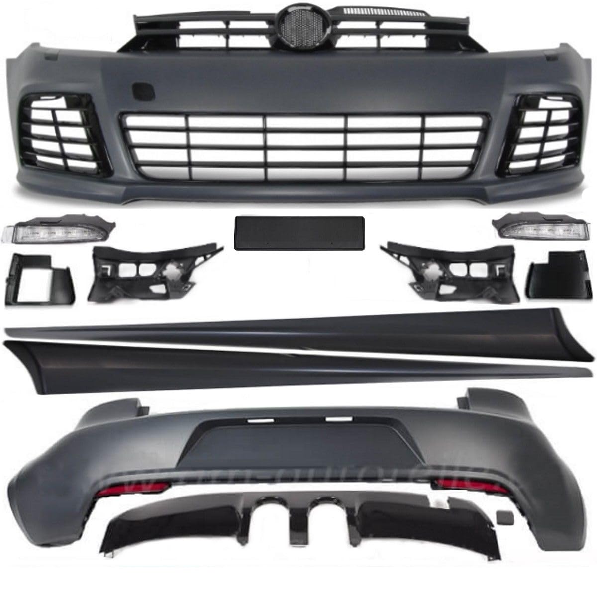 DM Autoteile 3216 Sport Bodykit Komplett + Diffusor kompatibel für Golf 6 R R20 Umbau ab 2008-2012 von DM Autoteile