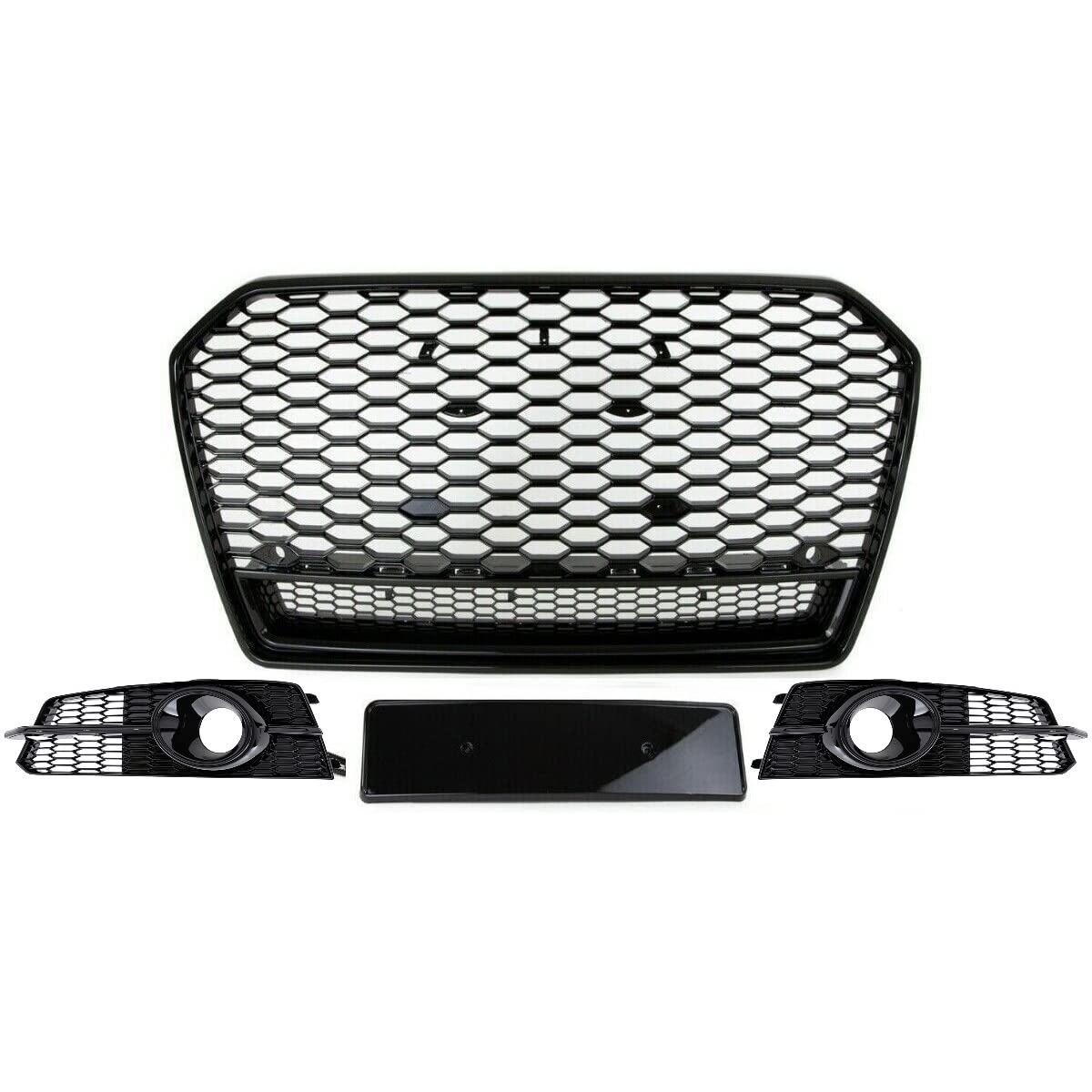 DM Autoteile 4337 Set Wabengrill Kühlergrill + Gitter schwarz glanz kompatibel für Audi A6 4G ab 2014-2018 kein RS6 von DM Autoteile