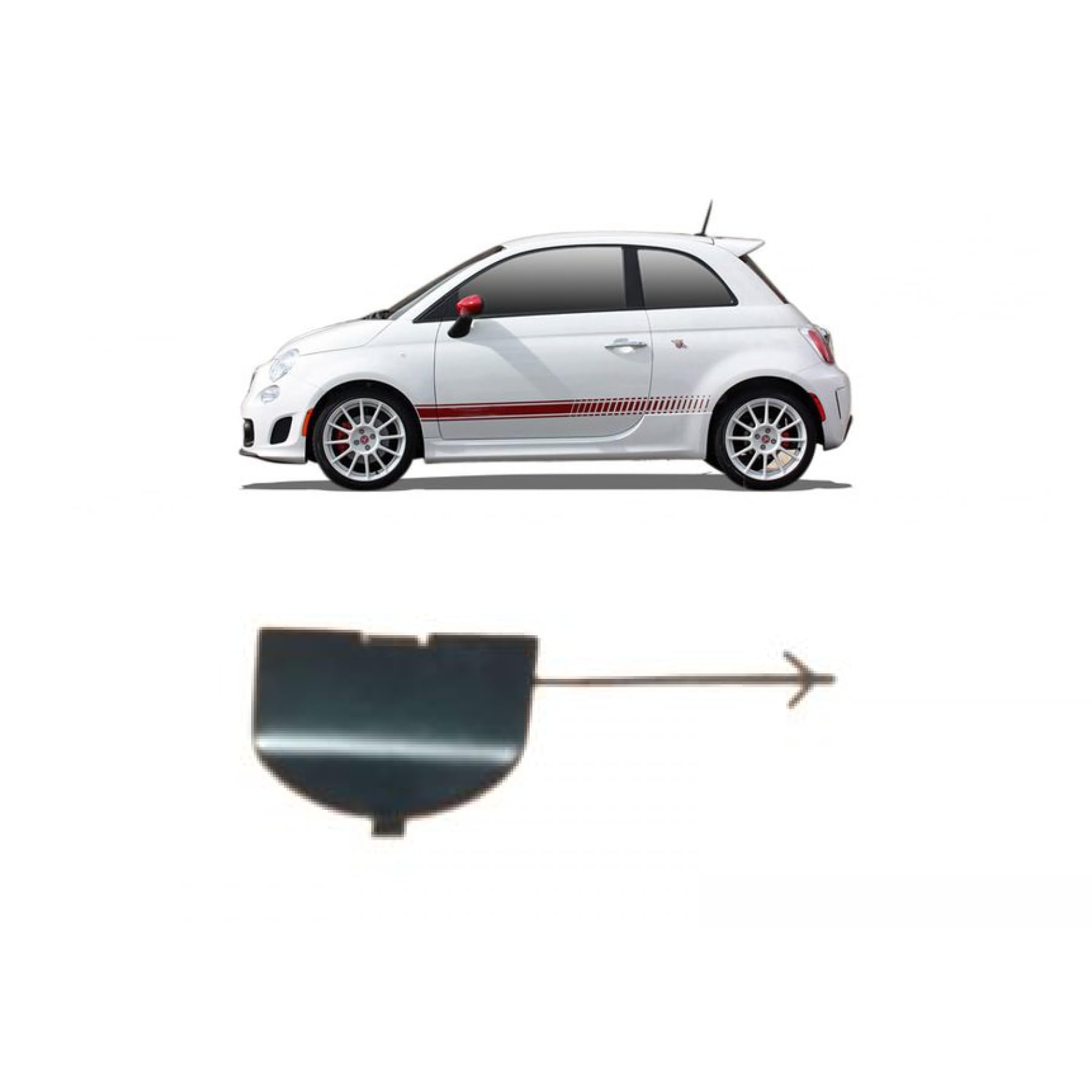 DM Autoteile 104484 Abschlepphaken Abdeckung vorne kompatibel für Abarth + Fiat 500/595 695 ab 07 von DM Autoteile