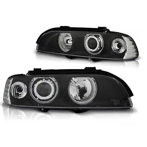 DM Autoteile CCFL Scheinwerfer Schwarz Angel Eyes H7/H7 kompatibel für BMW 5er E39 ab 95-04 701924 von DM Autoteile