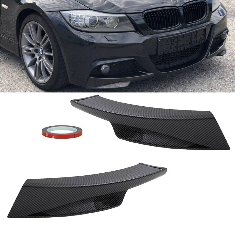 DM Autoteile 1697 Carbon Glanz Flaps Set Spoiler Lippen kompatibel für BMW 3er E90 E91 LCI mit M-Paket Stoßstange von DM Autoteile