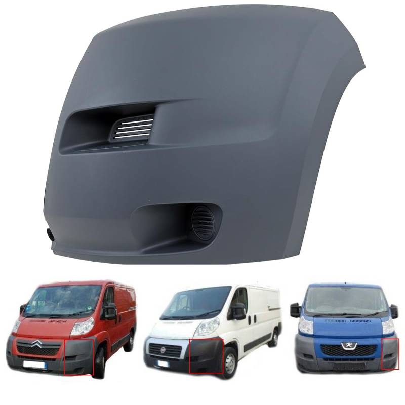 DM Autoteile 6359 Stoßstangenecke vorne Links Fahrerseite Dunkelgrau kompatibel für Fiat Ducato + Boxer + Jumper 2006-2014 von DM Autoteile