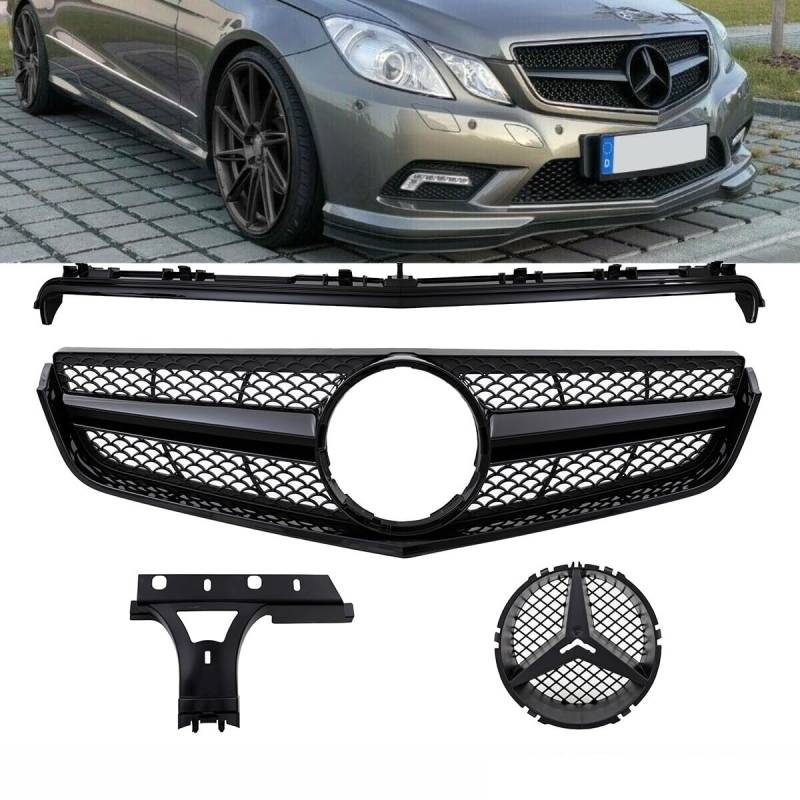 DM Autoteile 2439 Kühlergrill Komplett Schwarz kompatibel für Mercedes E-Klasse Coupe Cabrio W207 nicht für AMG E63 ab Bj 09-13 von DM Autoteile