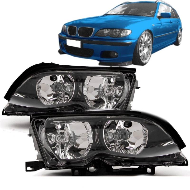 DM Autoteile 30400 FACELIFT H7/H7 Scheinwerfer SET Schwarz passt f BMW E46 4/5 Türer 01-05+GARANTIE von DM Autoteile