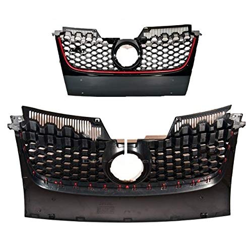 DM Autoteile Golf 5 V GTI Frontgrill Kühlergrill Wabengrill ABS für Emblem +Rote Leiste von DM Autoteile