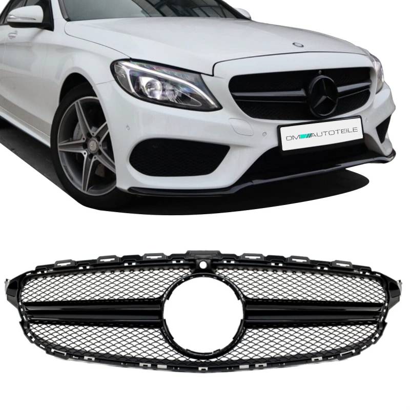 DM Autoteile Kühlergrill Schwarz Glanz + Kamera kompatibel für Mercedes W205 S205 14-18 kein AMG von DM Autoteile