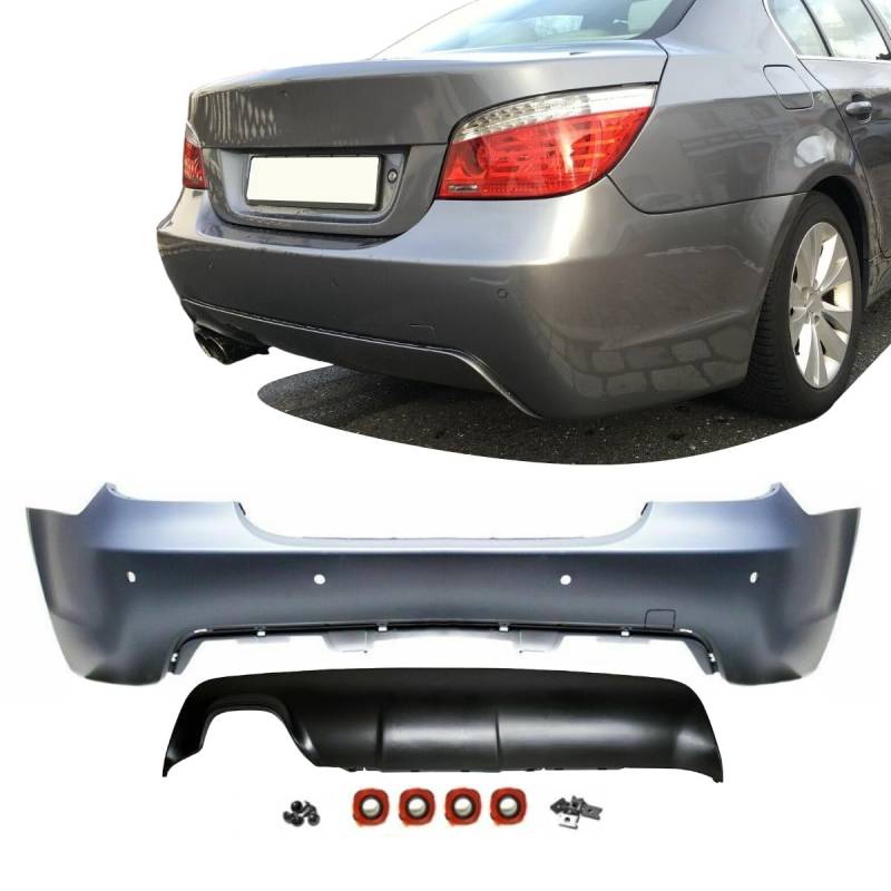 DM Autoteile 1420 LCI Limousine Stoßstange Hinten PDC+Diffusor kompatibel für BMW E60 auch M +ABE 07-10 von DM Autoteile