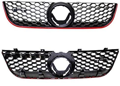 DM Autoteile Polo 9N3 GTI Kühlergrill Frontgrill Grill Gitter Wabengrill 05-09 Schwarz Rot von DM Autoteile