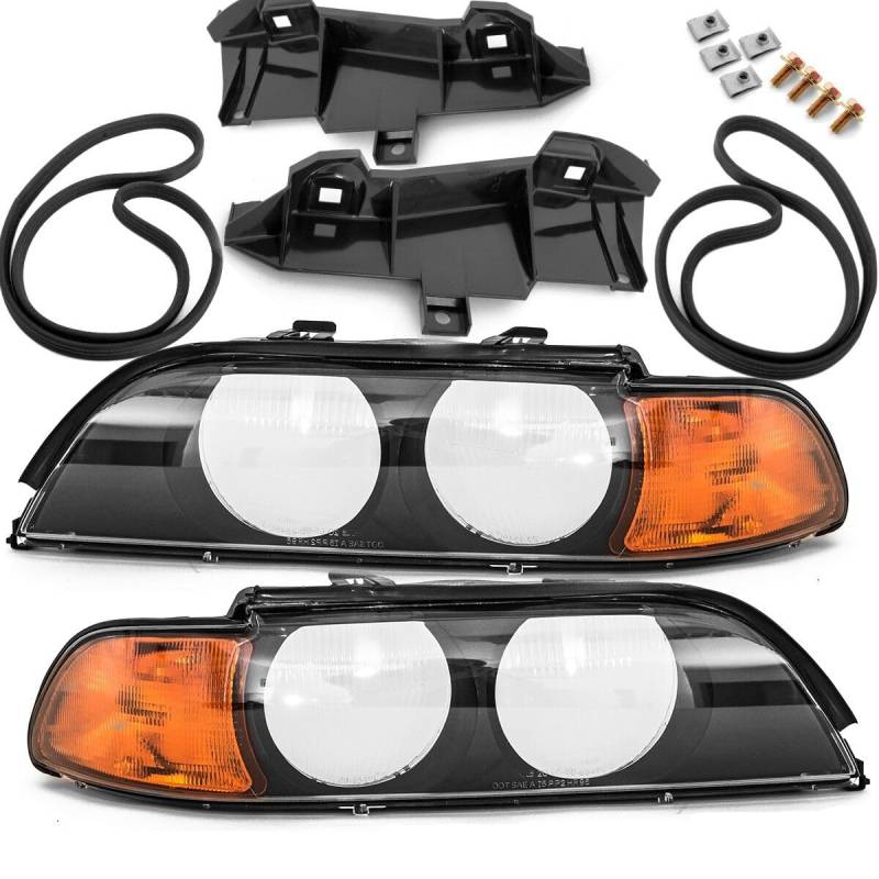 DM Autoteile 13018 SCHEINWERFER Glas Gehäuse Blinker Orange+2x DICHTUNG+2x HALTER kompatibel für BMW E39 von DM Autoteile