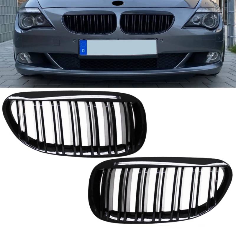 DM Autoteile SET Doppelsteg Kühlergrill Schwarz GLANZ Performance passt für E63 E64 02-10 von DM Autoteile