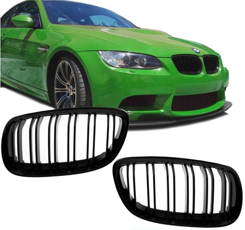 DM Autoteile SET Doppelsteg Kühlergrill Schwarz GLANZ passt für 3er E92 E93 06-10 + M M3 von DM Autoteile