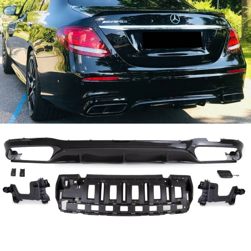 DM Autoteile Set Heckdiffusor Schwarz Hochglanz passend für E-Klasse W213 AMG Sport Nicht E63 von DM Autoteile