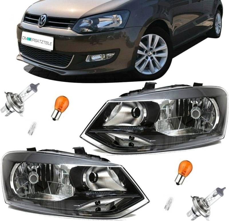 DM Autoteile 30590 Halogen Scheinwerfer vorne + Birnen SET kompatibel für VW Polo V 5 (6R) ab 2009-2014 von DM Autoteile