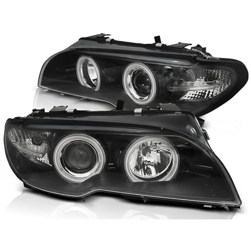 DM Autoteile Scheinwerfer Xenon CCFL Angel Eyes Schwarz kompatibel für BMW 3er E46 Coupe/Cabrio 702117 von DM Autoteile