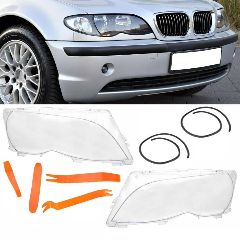 DM Autoteile 1284 Scheinwerferglas SET + PVC Werkzeug kompatibel für BMW E46 Limousine Touring Facelift von DM Autoteile