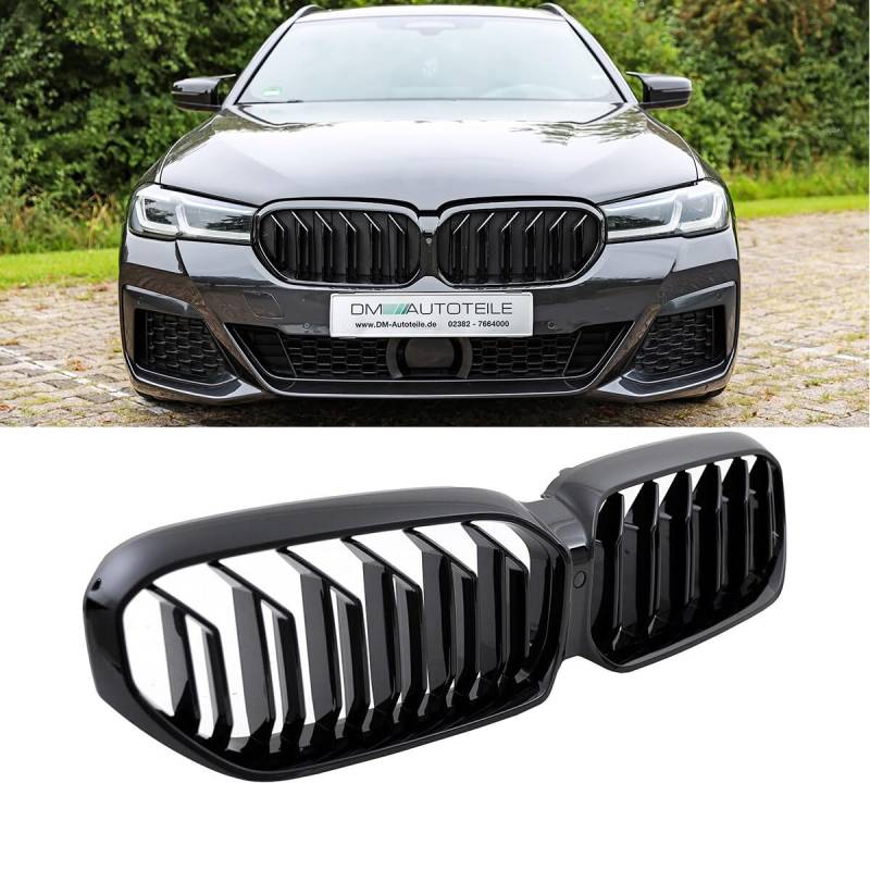 DM Autoteile Sport Doppelsteg Kühlergrill schwarz kompatibel für BMW 5er G30 G31 LCI Facelift ohne Frontkamera von DM Autoteile