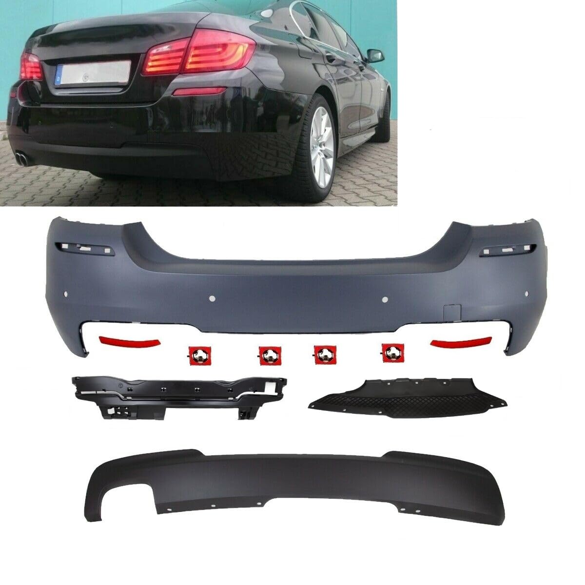 DM Autoteile 1447 Sport Umbau Heck Stoßstange hinten für PDC kompatibel für BMW 5er F10 Serie auch M-Paket 10-17+ABE* von DM Autoteile