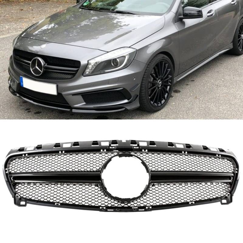 DM Autoteile Sport Kühlergrill Schwarz Glanz passt für A-Klasse W176 ab 13-15 nicht für AMG 45 von DM Autoteile